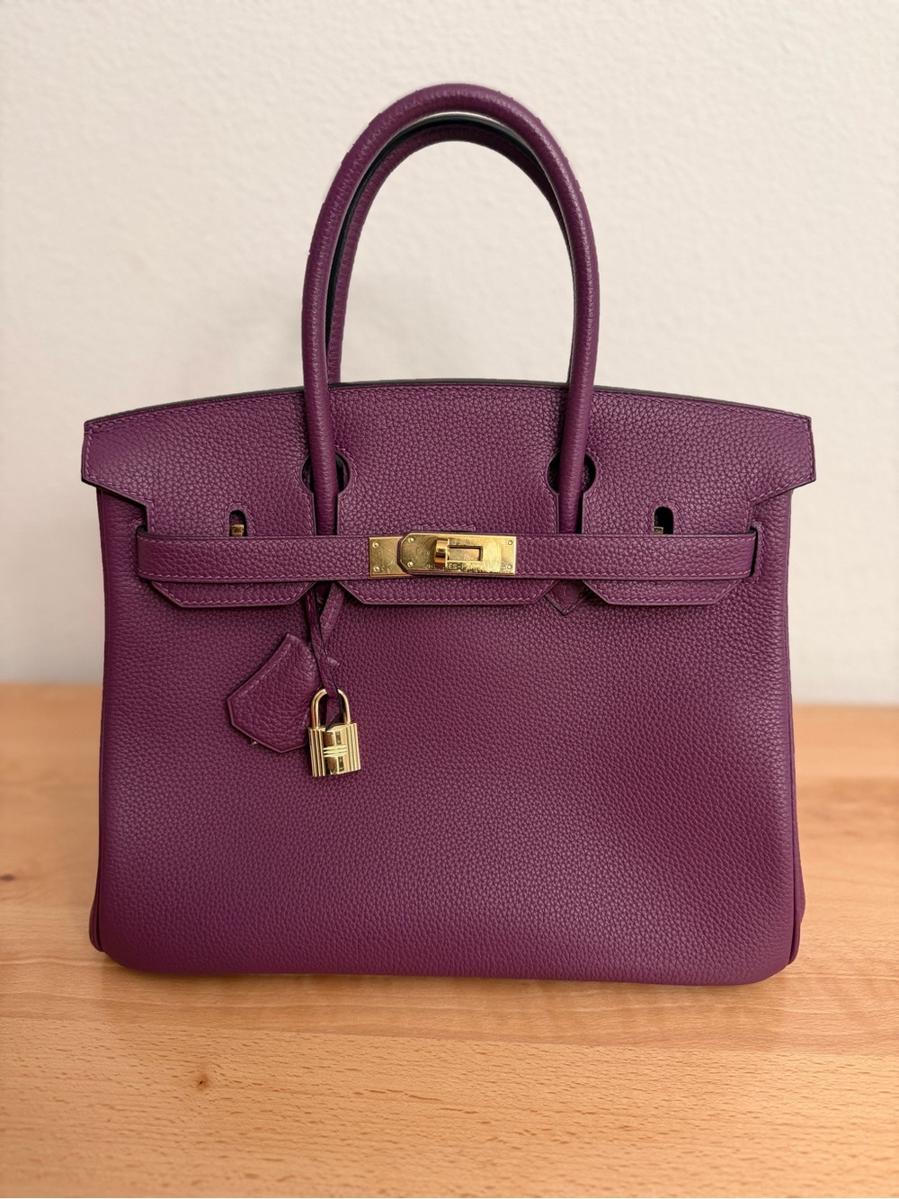 Handmade Birkin 30 imported Togo Anemone purple Retourne plated GHW
